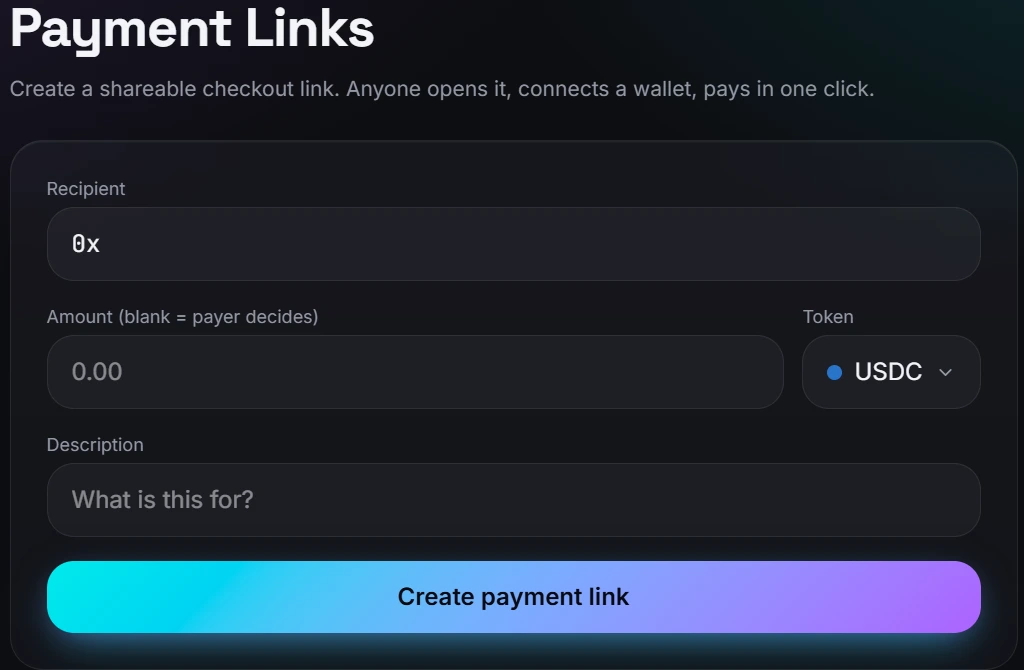 Actual InfinitePay payment-link form